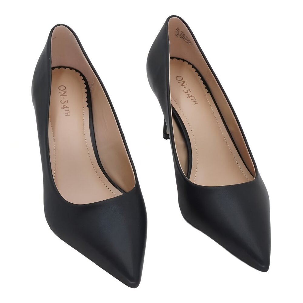 On 34th Women's Mariahh Pointed-Toe Pump Black Smooth 7M
